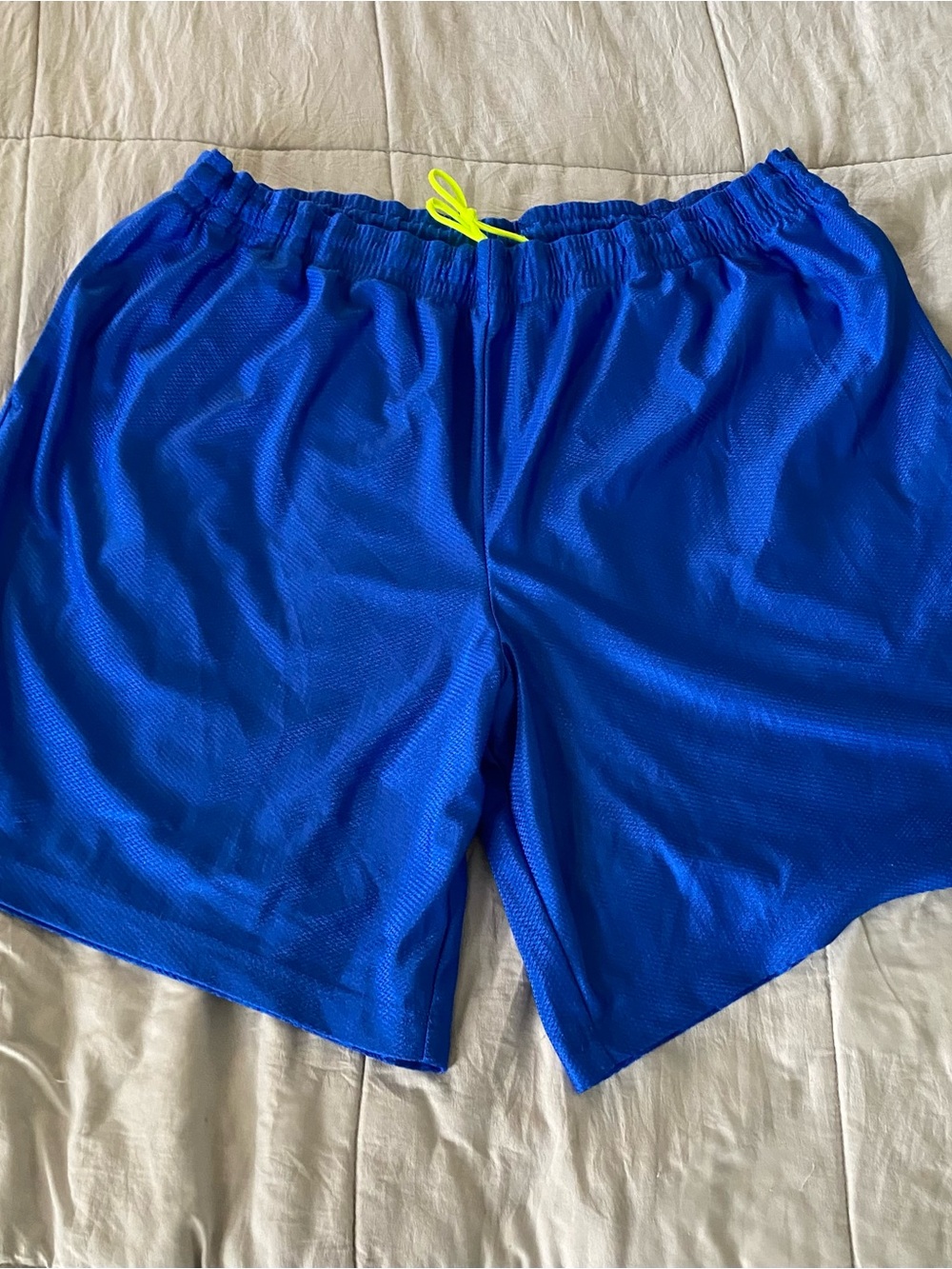 STARTER Men's Athletic Mesh Shorts in Bright Blue with Neon Drawstring
